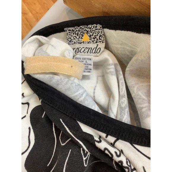 Vintage 1980's-90's Crescendo Black and White Portrait Print Tunic Dress- M/L - Picture 11 of 16